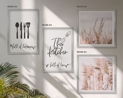 Set om 4 tavlor Kök boho gräsbokstäver