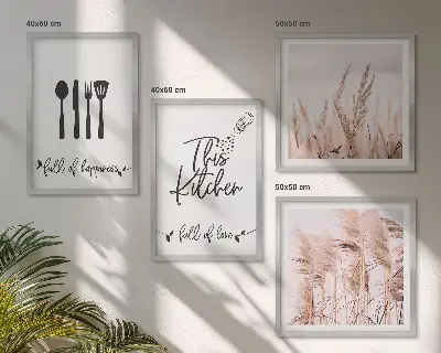 Kökstavlor med boho-gräsbokstäver set om 4 tavlor