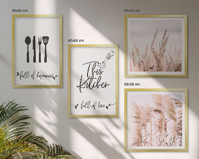 Set om 4 tavlor Kök boho gräsbokstäver