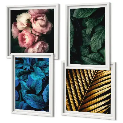 Tavelset med blommotiv set om 4 tavlor i färg