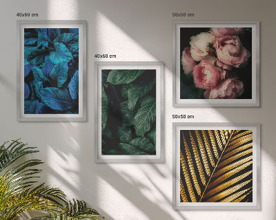 Set om 4 tavlor Lämnar blommor i färger