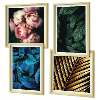 Tavelset med blommotiv set om 4 tavlor i färg