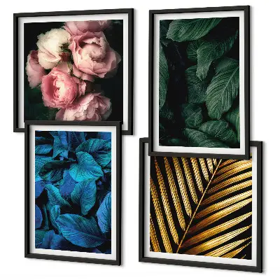 Tavelset med blommotiv set om 4 tavlor i färg
