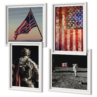 Set om 4 tavlor Amerikanska symboler USA:s flagga