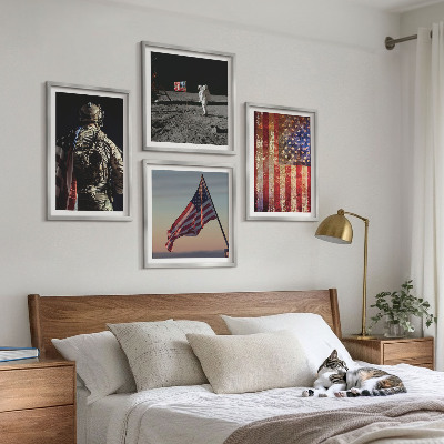 Set om 4 tavlor Amerikanska symboler USA:s flagga