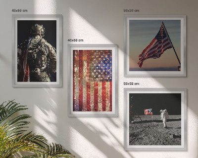 Set om 4 tavlor Amerikanska symboler USA:s flagga