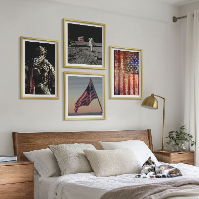 Set om 4 tavlor Amerikanska symboler USA:s flagga