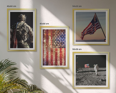 Set om 4 tavlor Amerikanska symboler USA:s flagga