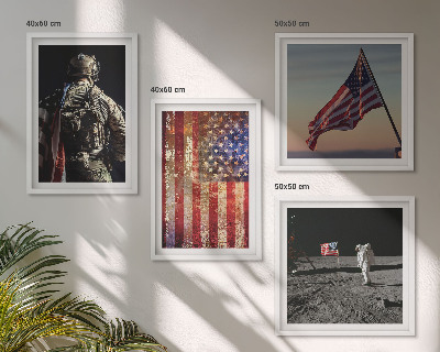 Set om 4 tavlor Amerikanska symboler USA:s flagga