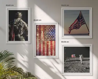 Amerikanska symboler USA:s flagga set om 4 tavlor