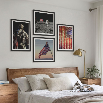 Set om 4 tavlor Amerikanska symboler USA:s flagga