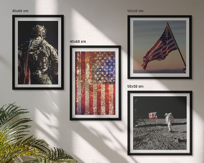 Set om 4 tavlor Amerikanska symboler USA:s flagga