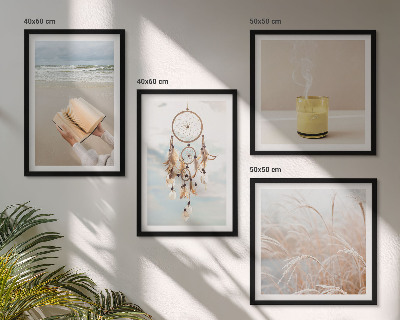 Tavelvägg ovanför soffa Sommarlandskap i boho-stil