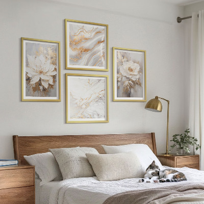 Tavelvägg med 4 tavlor Blommor abstrakt marmor