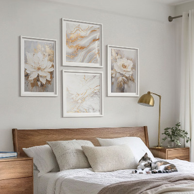 Tavelvägg med 4 tavlor Blommor abstrakt marmor