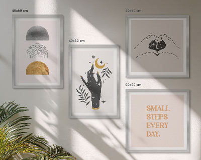 Tavelvägg ovanför soffa Minimalistiska boho-illustrationer