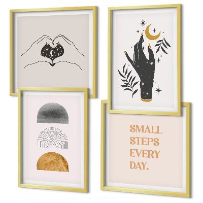Tavelvägg ovanför soffa Minimalistiska boho-illustrationer