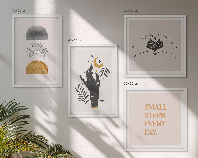 Tavelvägg ovanför soffa Minimalistiska boho-illustrationer