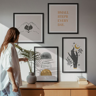 Tavelvägg ovanför soffa Minimalistiska boho-illustrationer