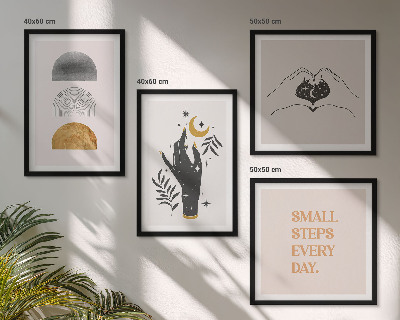 Tavelvägg ovanför soffa Minimalistiska boho-illustrationer