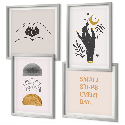 Tavelvägg ovanför soffa Minimalistiska boho-illustrationer
