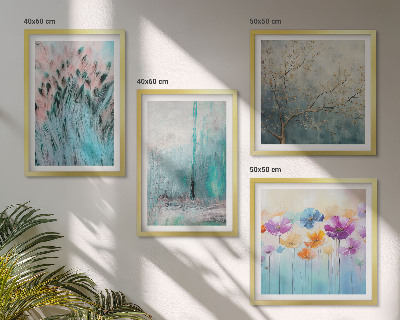 Tavelvägg med 4 tavlor Pastellfärgade blommor bakgrundsmönster