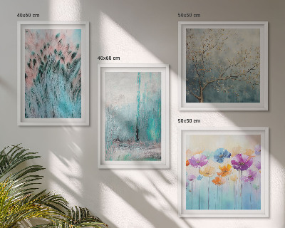 Tavelvägg med 4 tavlor Pastellfärgade blommor bakgrundsmönster
