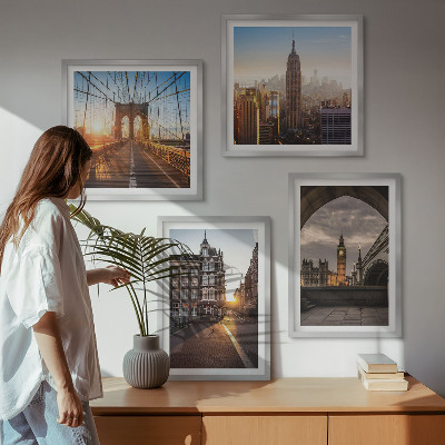 Tavelvägg ovanför soffa Målningsset med utsikt över London
