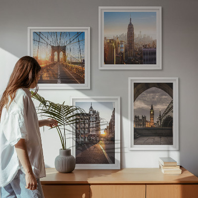 Tavelvägg ovanför soffa Målningsset med utsikt över London