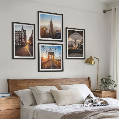 Tavelvägg ovanför soffa Målningsset med utsikt över London