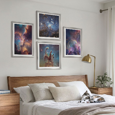Tavelvägg med 4 tavlor Kosmiska stjärnlandskap