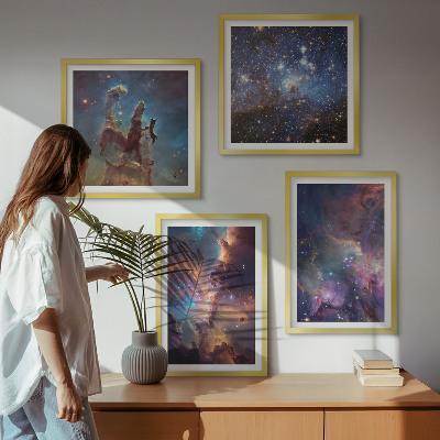 Tavelvägg med 4 tavlor Kosmiska stjärnlandskap