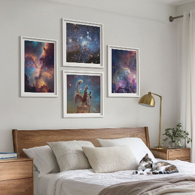 Tavelvägg med 4 tavlor Kosmiska stjärnlandskap