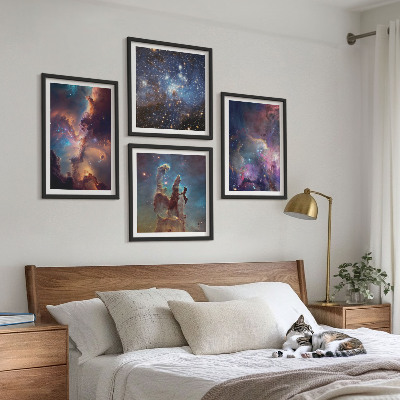Tavelvägg med 4 tavlor Kosmiska stjärnlandskap