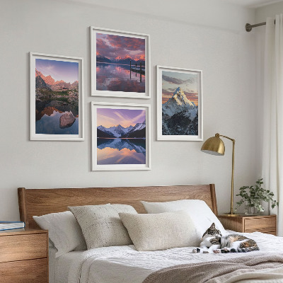 Set om 4 tavlor Bergslandskap i bakgrunden
