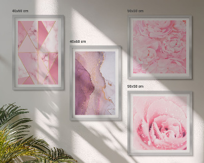 Set om 4 tavlor Rosa geometriska pioner