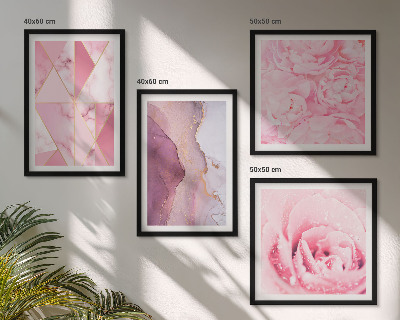 Set om 4 tavlor Rosa geometriska pioner
