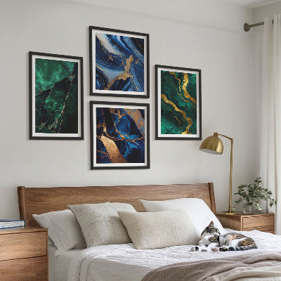 Tavelvägg med 4 tavlor Eleganta mönster på stenar