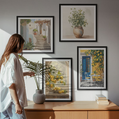 Tavelvägg med 4 tavlor Citronstadens arkitektur