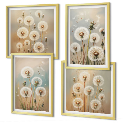 Tavelvägg ovanför soffa Pastellfärgade maskrosblommor