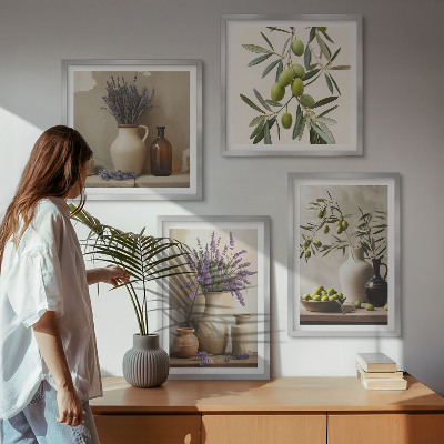 Tavelvägg med 4 tavlor Blommor i vasdekorationer