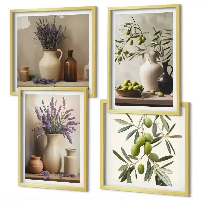 Tavelvägg med 4 tavlor motiv med blommor i vas