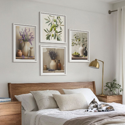 Tavelvägg med 4 tavlor Blommor i vasdekorationer