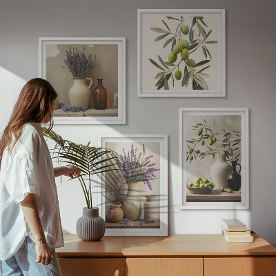 Tavelvägg med 4 tavlor Blommor i vasdekorationer
