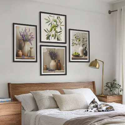 Tavelvägg med 4 tavlor Blommor i vasdekorationer