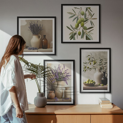 Tavelvägg med 4 tavlor Blommor i vasdekorationer