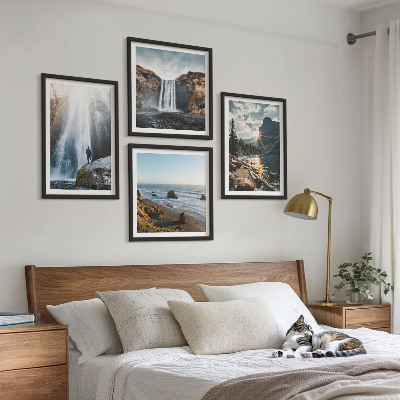 Tavelvägg ovanför soffa Vattenfall berg landskap natur