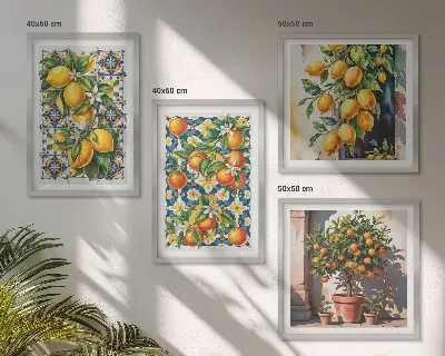 Färgglada abstrakta citrusfrukter set om 4 tavlor