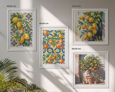 Set om 4 tavlor Färgglada abstrakta citrusfrukter