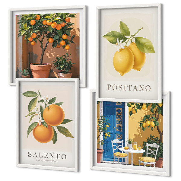 Set om 4 tavlor Amalfi citroner och apelsiner